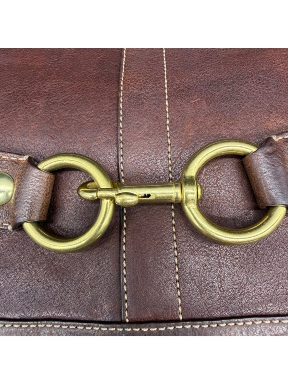Vintage Y2K Coach Purse Ergo Belted Flap Brown Leather Horse Bit Shoulder Bag - Picture 7 of 16